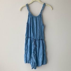 Forever 21 Spaghetti Strap Pocket Jean Romper